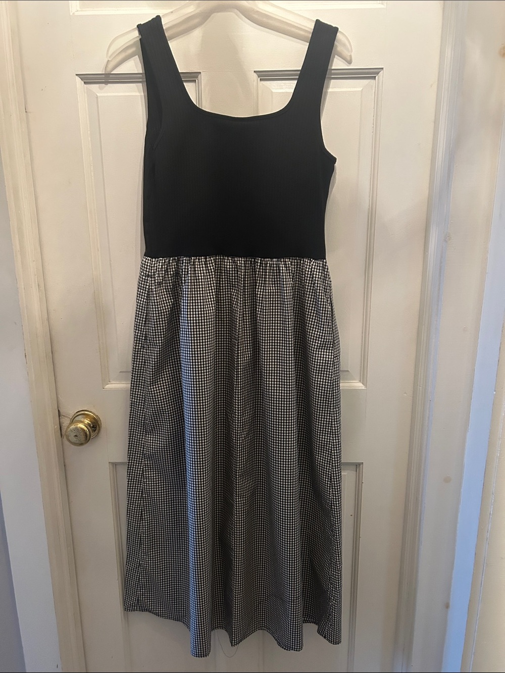 a new day NWT Women’s Black Tank Top with Black-and-White Gingham Midi Dress - Picture 5 of 8